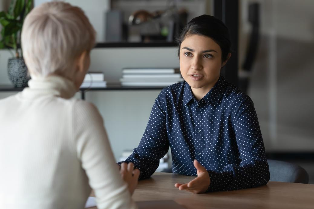 Two women talking