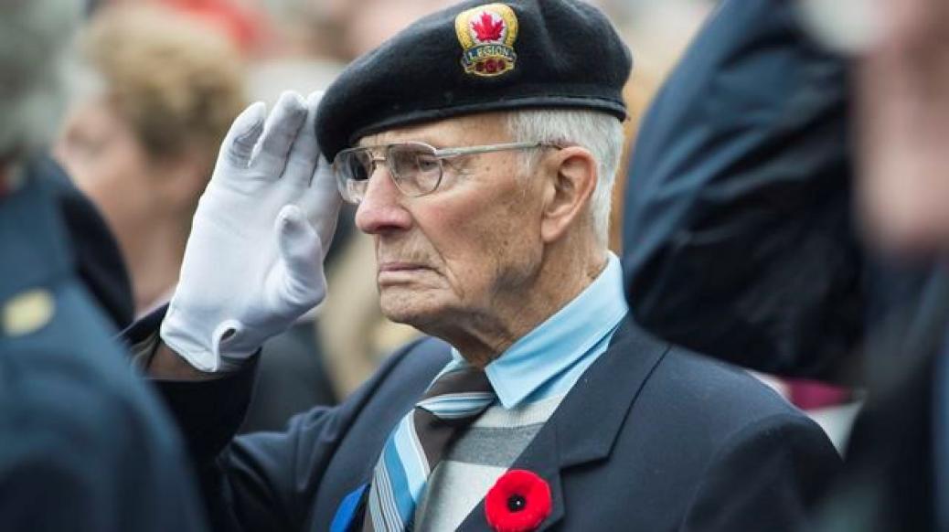 A saluting veteran