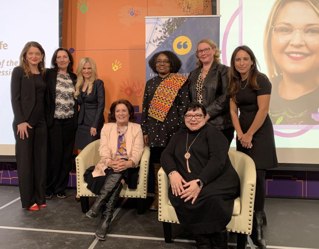 Photo of Beth Robertson, Dr. Florence Dzierszinski, Sonya Shorey, Margaret Trudeau, Sharon Roberts, Glenda O’Hara, Katherine Cooligan, and Jenn Mulley.