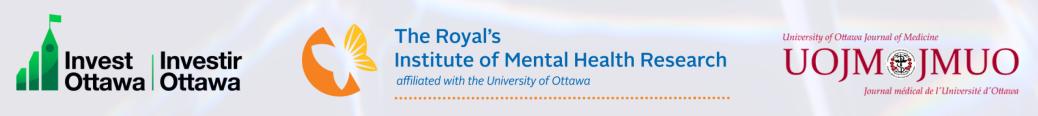 Logos from Invest Ottawa, University of Ottawa Institute of Mental Health Research at The Royal and University of Ottawa Journal of Medicine