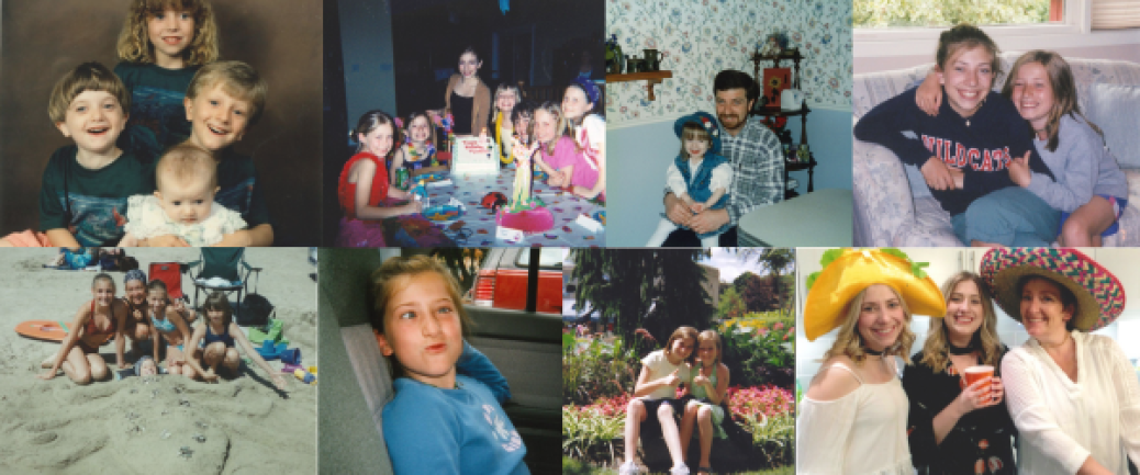 collage of Michelle Chapin with her family throughout her childhood