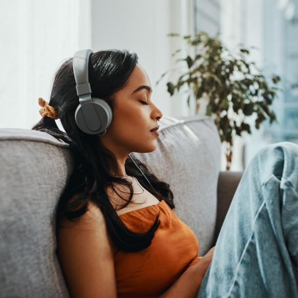 Woman listening to music