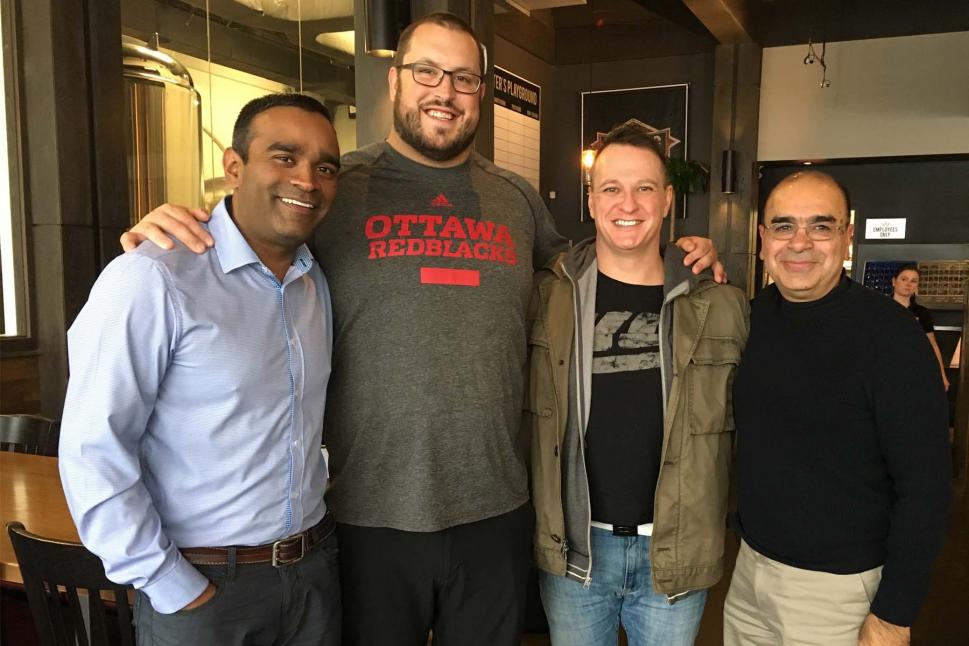 Photo of Ian Mendez, Alex Mateas, Lee Versage, and Dr. Raj Bhatla