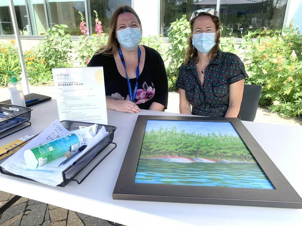 Cindy VanderHoek, a recreation therapist with ACTT, and Kathy Sager, a recreation therapist at the Ottawa campus of The Royal, pictured here during the most recent call for art on June 30.