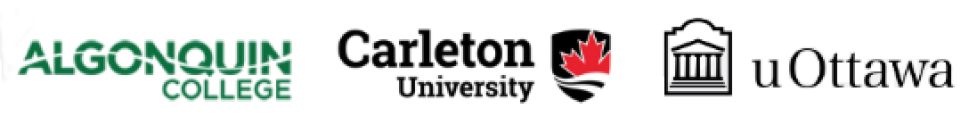 Algonquin College, Carleton University and uOttawa logos