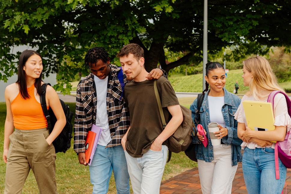 Teenagers heading back to school.