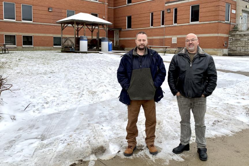 Mike Fisher and Michael Whalen are applauding the removal of unnecessary security fencing at the Forensic Treatment Unit at the Brockville Mental Health Centre. Mike Fisher and Michael Whalen are applauding the removal of unnecessary security fencing at the Forensic Treatment Unit at the Brockville Mental Health Centre.