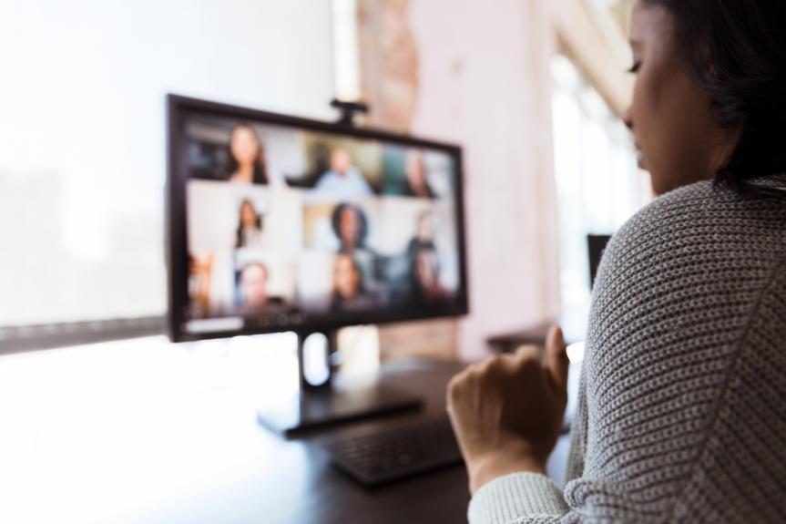 Woman conducting a video conference call