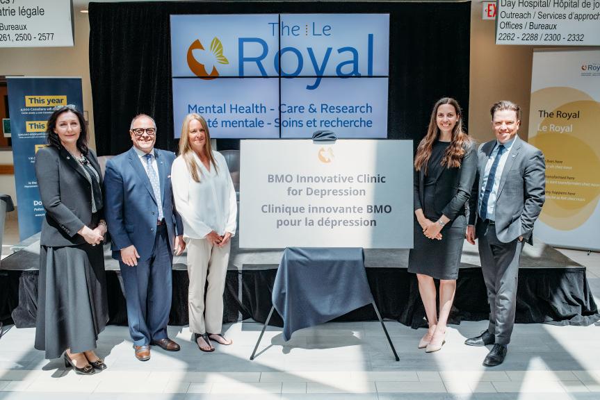 Clinic represents new hope for people living with difficult-to-treat depression Dr. Florence Dzierszinski, Victor Pellegrino, Dr. Jennifer Phillips and Marion Beckett.