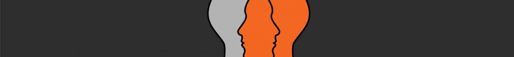 Illustration outline of two faces overlapping Illustration outline of two faces overlapping