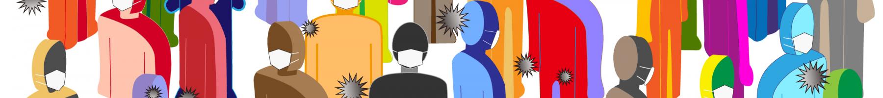 Illustration of a group of people wearing medical masks