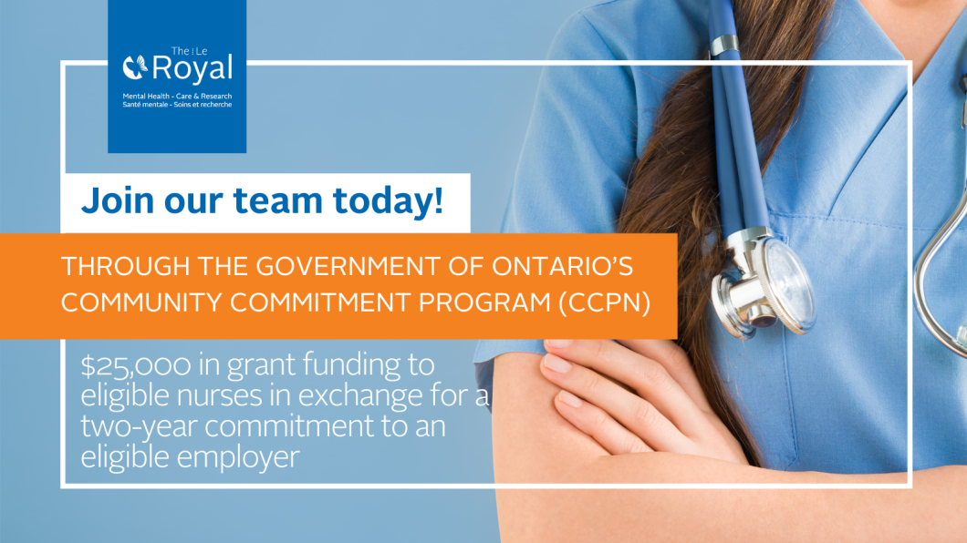 Join our team today. Through the government of Ontario's Community Commitment program  (CCPN) $25,000 in grant funding to eligible nurses in exchange for a two-year commitment to an eligible employer.