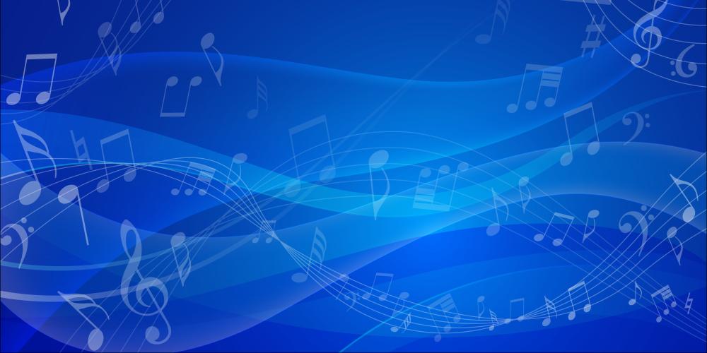 Blue background with musique notes.