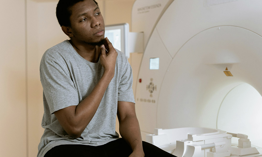 A patient participating in a research trial