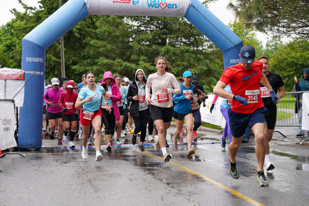 Runners at the start line of the Shoppers Drug Mart Run for Women in support of The Royal